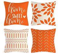 Janasiba Arancio Cuscini Fodere 18X18 Set con 4 Cuscini Decorativi Per La Casa Rivestimenti All'aperto Biancheria Divano Cuscino Autunno