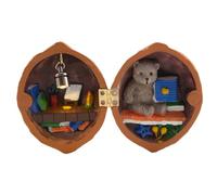 Janasiba Casa delle bambole in noce, mini biblioteca di casa, casa delle bambole in noce fatta a mano, scena segreta 3D, in resina, durevole, facile da installare, D