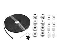Janasiba Cinghia dentata 5 m x 6 mm + 4 pezzi 20 denti 5 mm diametro interno cinghia disco + 4 pezzi torsione torsione tardi+2 pezzi di supporto ruota dentata e chiave esagonale per stampante 3D