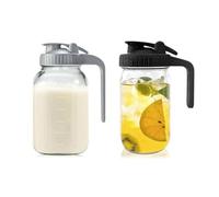 Janasiba Confezione da 2 brocche in vetro da 32 oz con coperchio, per tè solare, succhi di frutta, caffè preparato a freddo, contenitore per latte materno