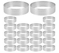 Janasiba Confezione da 20 anelli per torte in acciaio inox, resistente e perforata, anello rotondo per la cottura di utensili a ciambella, 8 cm