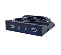 Janasiba Hub USB 3.0 a 2 porte con audio HD da 3,5 mm, jack per cuffie e microfono Sul pannello frontale per PC, 20 pin, alloggiamento per unità floppy da 3,5, nero