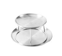 Janasiba Mare Frutta Piatto Set Doppio Acciaio Inox Snack Piatto Pomeriggio Tè Torta