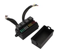 Janasiba Scatola relè di sicurezza per auto da 12 V, cassetta di sicurezza precablata e relè con 4 relè, fusibili ATC/ATO a 12 vie, scatola di fusibili sigillata a 12 V
