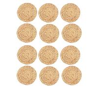 Janasiba Set di 2 tavole rotonde in tessuto giacinto d'acqua, set da tavolo in rattan intrecciato, rotondi, in rattan sintetico, antiscivolo, isolanti