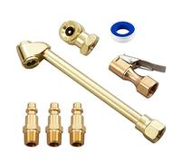 Janasiba Set di 6 chuck aria in ottone, 1/4 chiuso palla aria Chuck & NPT doppia testa aria Chuck & chiuso flusso pneumatico fodera