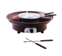 Janasiba Set di padelle per fonduta, apparecchio per fonduta al cioccolato elettrico con 4 forchette, kit per macchina per fonduta di formaggio, controllo della temperatura. Spina UE e facile da Util