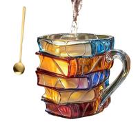 Janasiba Tazza da caffè in vetro laccato 3D da 11 oz per gli amanti dei libri, lettori, bibliotecari e scrittori