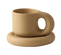 Janasiba Tazza da caffè paffuto, tazza da tè + piattino, set di tazze con spessore per la decorazione di interni 'ufficio
