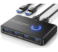 Jancane Selettore switch KVM USB 3.0 per 2 computer che condividono 4 dispositivi USB periferici Switcher Box Hub per mouse, tastiera, scanner, stampante; per Mac/Windows/Linux; confezione da 2 cavi