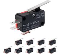 JANDECCN Micro finecorsa a 3 pin SPDT 1NO 1NC Snap Action V-152-1C25, 10 | Interruttore a leva a cerniera per fai da te, arresto limite macchine, controllo elettrodomestici