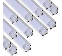Jandei - 12 x profili alluminio grigio 1 metro. Canale a forma di V per l'installazione di strisce LED angolari, diffusore semitrasparente. Include tappi e clip di montaggio - 18,2 mm x 18,2 mm x 1 m