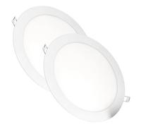 JANDEI - 2 Faretti Led da Incasso, 18W, 1440 Lumen, Forma Rotonda, Foro Incasso Ø 200- Ø 205 mm, Extra Piatto 13 mm di Profondità, Bianco Bianco Caldo 3000K, Trasformatori Inclusi