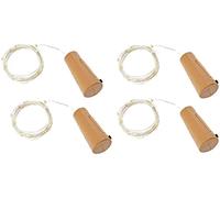 JANDEI - 4 Luci per Bottiglia a Led, 2 metri, 20 Led, luce bianca calda 3000K, sughero con filo per feste, Natale, decozarione, casa [classe di efficienza energetica A]