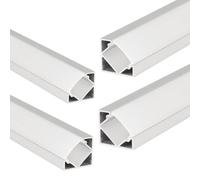 JANDEI - 4 x Profili in Alluminio Colore Bianco 1 Metro, Forma a V per Installazione di Strisce di Luci a LED in Angoli a 90°, Coperchio Traslucido. Con Tappi Terminali e Accessori