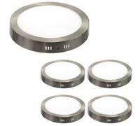 JANDEI - 5 x Downlight LED 12W 6000K rotondo superficie acciaio per illuminare casa, ufficio, reception, musei, bar (5 UNITÀ)