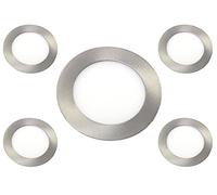 JANDEI - 5 x Faretto LED tondo da incasso 6W 6000ºK, finitura acciaio, per illuminare case, uffici, reception, musei, bar