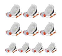 JANDEI - Confezione 10 Faretti LED COB 10W da Incasso (equivalenti a 60W), Cornice Rotonda Bianca 128x47mm (Foro di Taglio 100-105mm), 900 Lumen. IP44 Ideali per Bagni, Cucine (luce neutra 4200k)