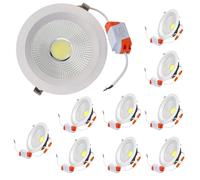 JANDEI - Confezione da 10 Faretti LED COB da Incasso da 15W, 1350 Lumen, Cornice Rotonda Bianca 160x55mm (Foro da 130-135mm). IP44 Ideale Cucina, Bagno - Luce fredda 6000K