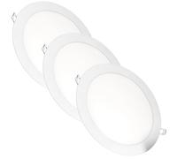 JANDEI - Confezione da 3 faretti LED da incasso rotondi, 18W, 1500 lumen, extrapiatti 13 mm, foro di montaggio Ø200-205 mm, bianco neutro 4200K con trasformatori inclusi