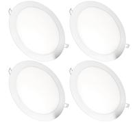 JANDEI - Confezione da 4 faretti LED da incasso rotondi, 18W, 1500 lumen, extrapiatti 13 mm, foro di montaggio Ø200-205 mm, bianco caldo 3000K con trasformatori inclusi