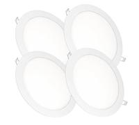 JANDEI - Confezione da 4 faretti LED da incasso rotondi, 18W, 1500 lumen, extrapiatti 13 mm, foro di montaggio Ø200-205 mm, bianco neutro 4200K con trasformatori inclusi