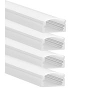 Jandei - Confezione da 4 Profili in Alluminio Bianco 1 Metro Forma di U per il Montaggio Superficiale di Strisce LED, Diffusore Arrotondato Semitrasparente. Include Tappi Terminali e Clip di Montaggio