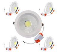 JANDEI - Confezione da 5 Faretti LED COB da Incasso da 15W, 1350 Lumen, Cornice Rotonda Bianca 160x55mm (Foro da 130-135mm). IP44, Ideale Cucina, Bagno - Luce neutra 4200K