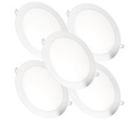 JANDEI - 5 Faretti Led da Incasso, 18W, 1440 Lumen, Forma Rotonda, Ultra Sottile 13mm, Foro Incasso Ø 200- Ø 205 mm, Trasformatori Incluso (3000K)