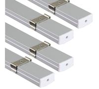 JANDEI - Confezione x4 Profili Alluminio 1 Metro per Strisce LED a Montaggio Superficiale, Canale per Luci LED Diffusore Semitrasparente. Include Tappi e Clip - Per Strisce Fino a 20 mm di Larghezza