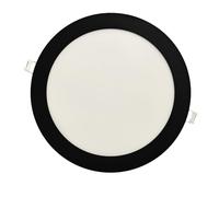 Jandei - Downlight LED 18 W rotondo, piatto da incasso, 1440 lumen, interno IP20 con cornice finitura nera, foro taglio Ø 200-Ø 205 mm, extra piatto 13 mm, trasformatore incluso (bianco caldo 3000k)