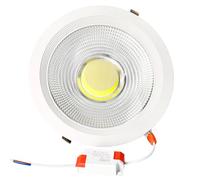JANDEI - Faretto da Incasso a LED COB da 30 W, Cornice Rotonda, Bianco, 212x52 mm (Foro 185 mm), 2250 Lumen, IP44. Ideale per Soggiorno, Cucina e Bagno (Luce Naturale 4200k)