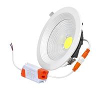 JANDEI - Faretto LED COB da Incasso da 15W, 1350 Lumen, Cornice Rotonda Bianca 160x55mm (Foro da 130-135mm). IP44 Ideale Cucina, Bagno - Luce neutra 4200K