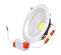 JANDEI - Faretto LED COB da Incasso da 15W, 1350 Lumen, Cornice Rotonda Bianca 160x55mm (Foro da 130-135mm). IP44 Ideale Cucina, Bagno - Luce fredda 6000K