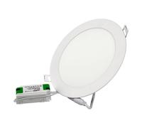 JANDEI - Faretto LED da incasso, 12W, 960 lumen, forma rotonda, foro incasso Ø 150, profondità extra piatta 13 mm, colore luce bianco caldo 3000K, trasformatore incluso