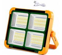 Jandei - Faretto LED solare da 200 W, portatile, 5 modalità di luce/336 LED con magnete e supporto, ricaricabile tramite USB/solare, Powerbank per cellulari. Perfetto per roulotte, pesca, costruzione