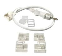 JANDEI - Kit di Collegamento per Strisce LED COB da 220 V. Include Spina (Senza Raddrizzatore), 2 Tappi Terminali per Strisce COB da 12 mm e 4 Connettori a L per Creare Angoli a 90°