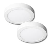 JANDEI - Pack 2 Plafoniere, LED Downlight 18W rotondo montato a superficie, (equivalente a 140W), Alluminio, Anello bianco opaco (2 Unità) (Bianco Freddo 6000K)