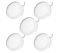 JANDEI - Pack 5 x Downlight LED 18W Rotondo Montato a superficie, (equivalente a 140W), Alluminio, Anello bianco opaco. Alimentazione inclusa. (Bianco Neutro 4200K)