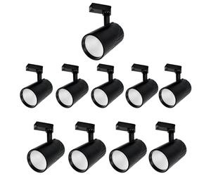 JANDEI - Pack x10 Faretti a Binario LED da Soffitto 30W, Bianco Caldo 3000K, 3000 Lumen, 185V-265V AC Monofase, Alluminio Per Camerino, Vetrina, Negozio, Ufficio. (Nero)