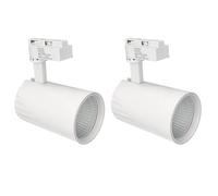 JANDEI - Pack x2 Faretti LED da Soffitto a Binario 30W, Bianco Neutro 4200K, 3000 Lumen, 185V-265V AC Monofase, Alluminio Per Camerino, Vetrina, Negozio, Ufficio. Colore Bianco