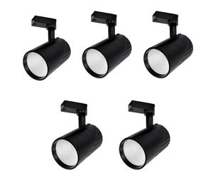 JANDEI - Pack x5 Faretti da Soffitto a LED, 30 W, Bianco Caldo 3000 K, 3000 Lumen, 185 V-265 V AC Monofase, Alluminio Cabina Armadio, Vetrina, Negozio, Ufficio. (Nero)