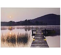 Jandei - Quadro paesaggio a LED con interruttore (anochecer, 60 x 40 x 1,8) paesaggio annegare imbarcazioni con illuminazione 7 LED. 2 batterie AA