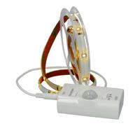 JANDEI - Striscia Luminosa LED 1 Metro, Sensore di Movimento, Ricaricabile USB, Fissaggio Facile con Magnete e Autoadesiva, Senza Spina. Luce Notturna Armadio, Cassetto, Corridoio, Scala (Luce Calda)