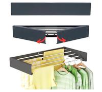 JANDTEK Stendibiancheria da Parete Pieghevole ed Estensibile 80-120 cm - Stendino da Muro in Alluminio Nero Opaco - Salvaspazio Interni ed Esterni - Portata 30 kg - Con Viti e Tasselli