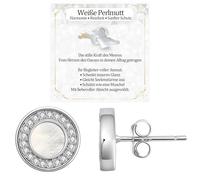 JANDY SHINE Orecchini da donna in madreperla/onice nero, in argento sterling 925, ipoallergenici, con zirconi 5A, diametro 10 mm, 10 mm, Argento sterling, Madreperla