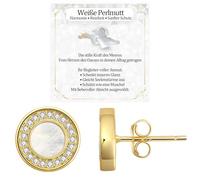 JANDY SHINE Orecchini da donna in madreperla/onice nero, in argento sterling 925, ipoallergenici, con zirconi 5A, diametro 10 mm, 10 mm, Argento sterling, Madreperla