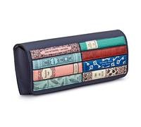 Jane Austen Bookworm - Custodia in pelle per occhiali da sole, con risvolto in pelle blu navy di Yoshi
