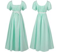 Jane Austen Regency - Abito da ballo da donna, per Halloween, cosplay, con cintura in vita stile impero, increspato, maniche a sbuffo, stile bohémien