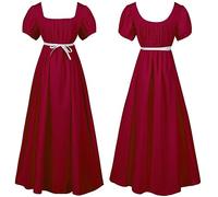 Jane Austen Regency - Abito da ballo da donna, per Halloween, cosplay, con cintura in vita stile impero, increspato, maniche a sbuffo, stile bohémien